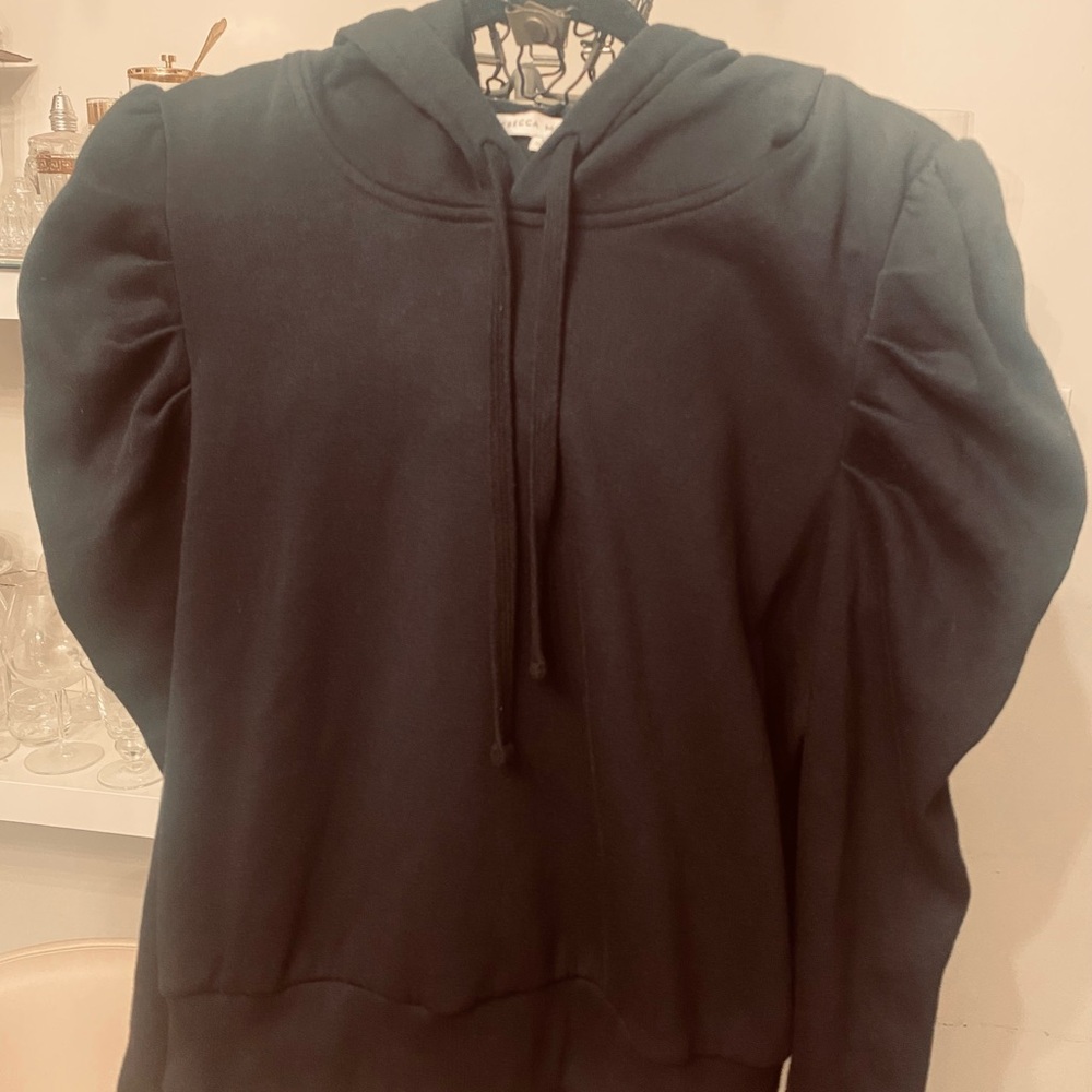 Rebecca Minkoff Women’s Black Puff-Sleeve Hoodie XL